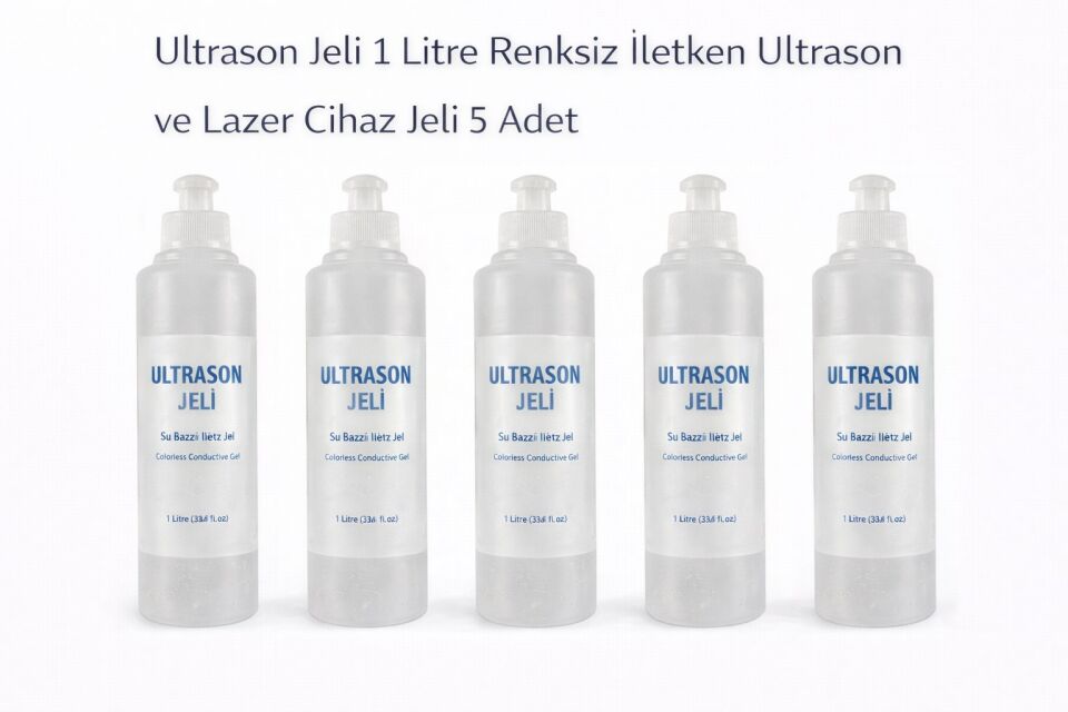 Ultrason Jeli 1 Litre Renksiz İletken Ultrason ve Lazer Cihaz Jeli 5 Adet