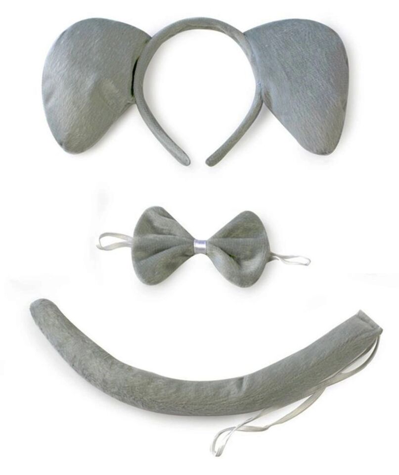 Mey İthalat® Fil Kostümü Aksesuar Seti 3 lü - Taç Papyon Kuyruk