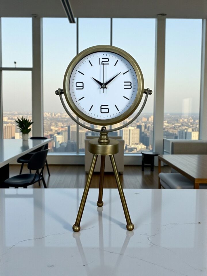 Zentime Eskitme Vintage Üç Ayaklı Masa Saati