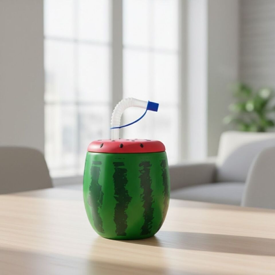 AD Karpuz Model Kendiliğinden Pipetli 900 ml Suluk, Matara