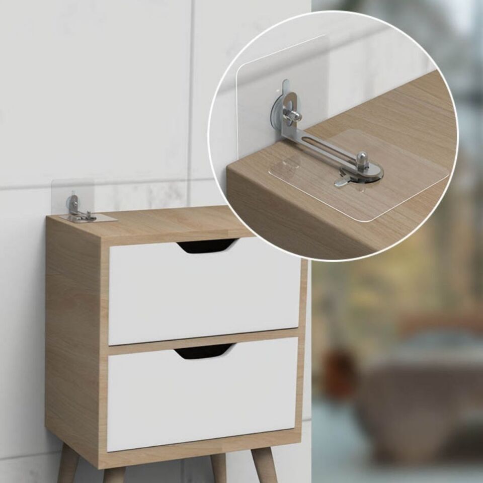 AD Deprem İçin Ultra Dayanıklı Çivisiz Duvarı Delmeden Ayarlanabilir Eşya Sabitleyici Aparat