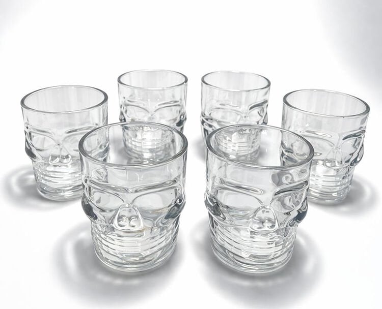 6'lı Kurukafa Şeffaf Cam Shot Bardağı Seti 6x5 cm