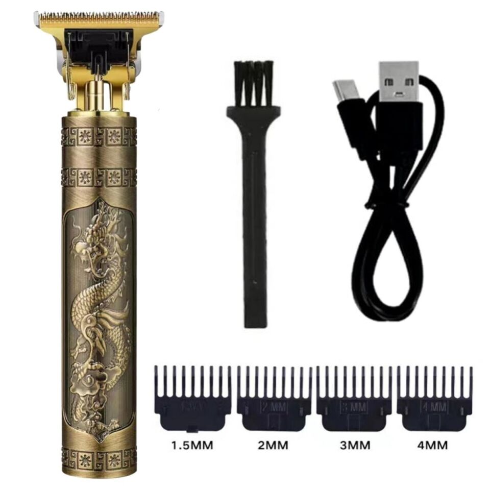 AD Vintage Görünümlü Güçlü 4 Farklı Başlıklı USB ŞarjlI Manuel Tıraş Makinası