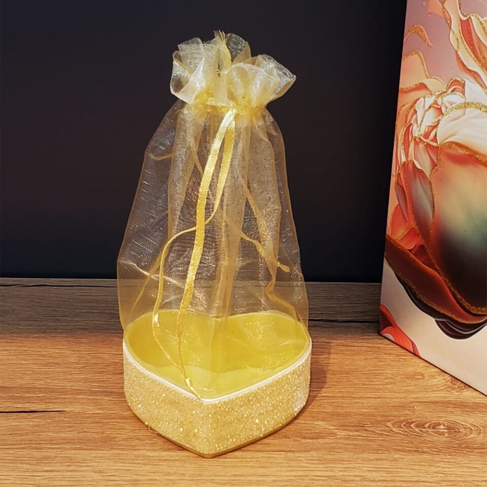 Sarı Kalpli Tül Kese