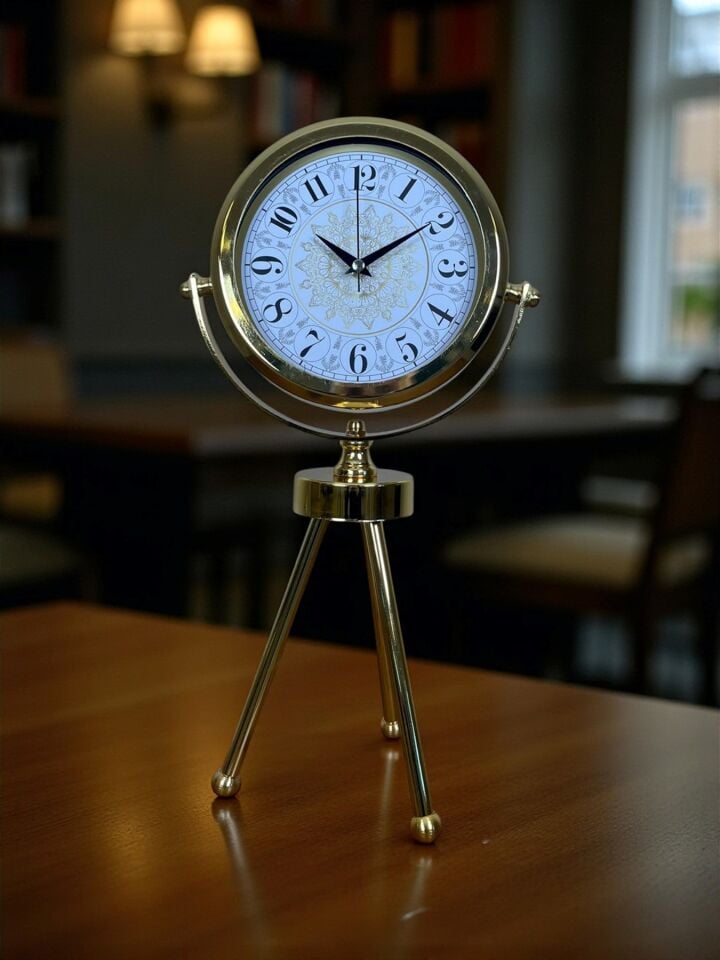 Zentime Gold Lüks Üç Ayaklı Masa Saati