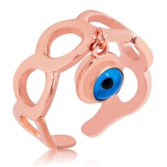 925 Ayar Gümüş Rose Ayarlamalı Nazar Göz Yüzük LR1230195 (491491)