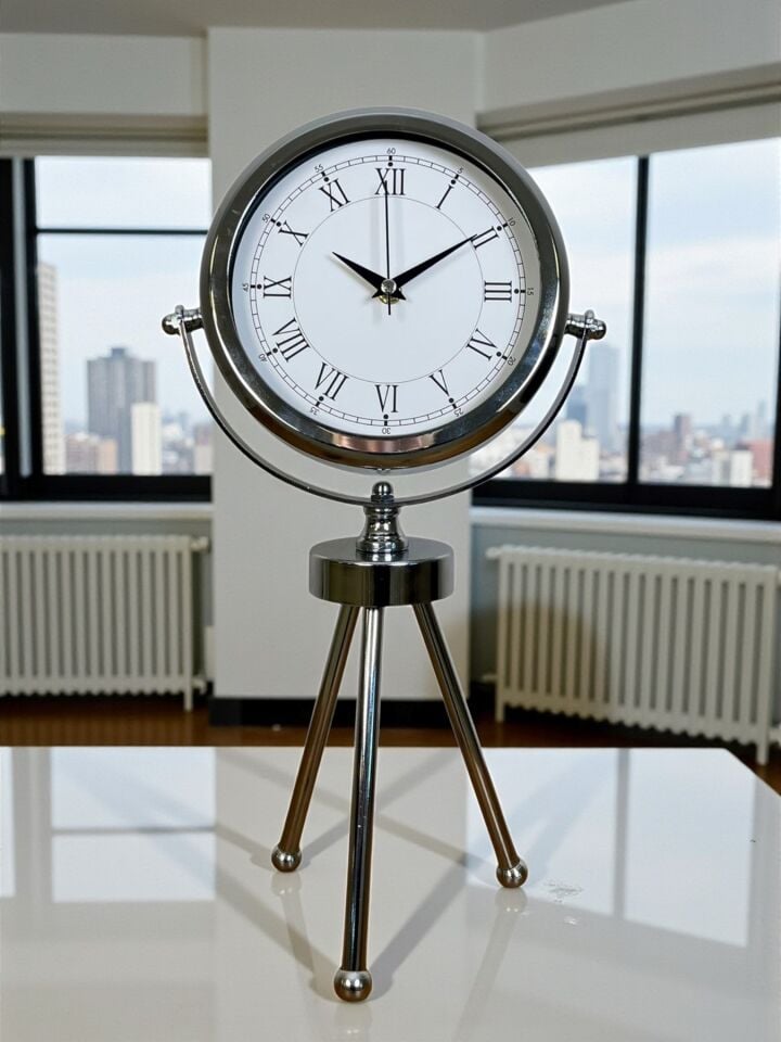 Zentime Krom Şık Üç Ayaklı Masa Saati