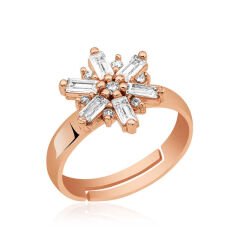 ​925 Ayar Gümüş Rose Rüzgar Gülü Yüzük T5013 (491491)