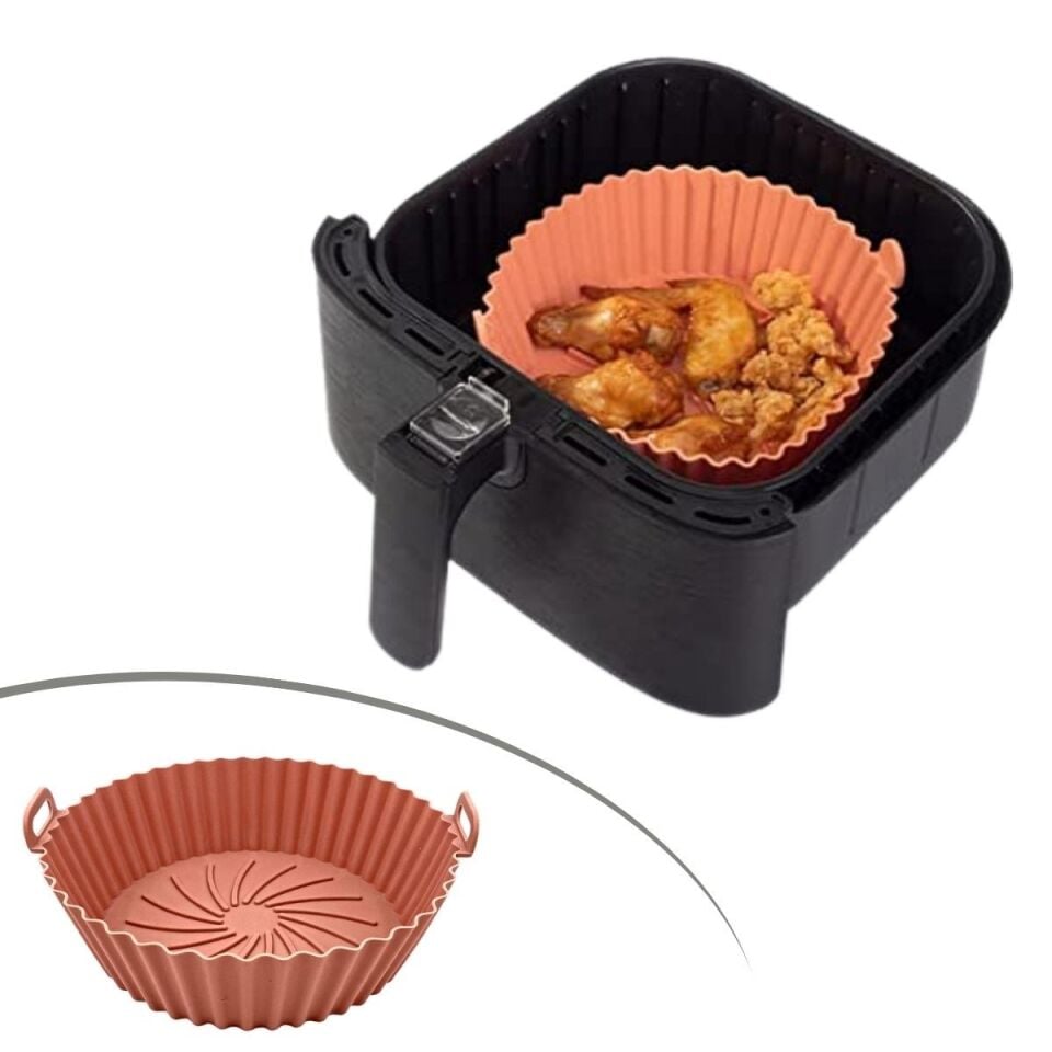 AD Renkli Isıya Dayanıklı Yıkanılabilir Silikon Fırın Ve Airfryer Yuvarlak Pişirme Matı 20 Cm