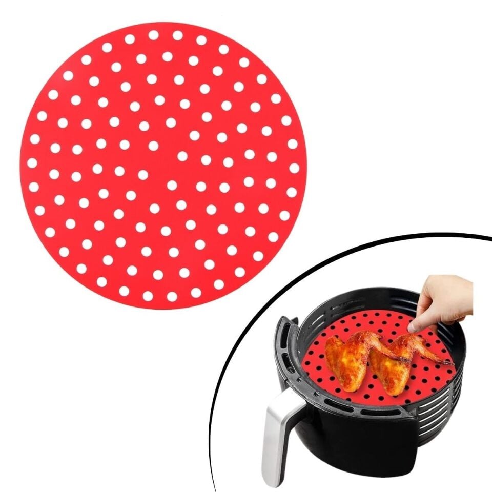AD Renkli Isıya Dayanıklı Yıkanılabilir Silikon Fırın Ve Airfryer Yuvarlak Pişirme Matı 20 Cm