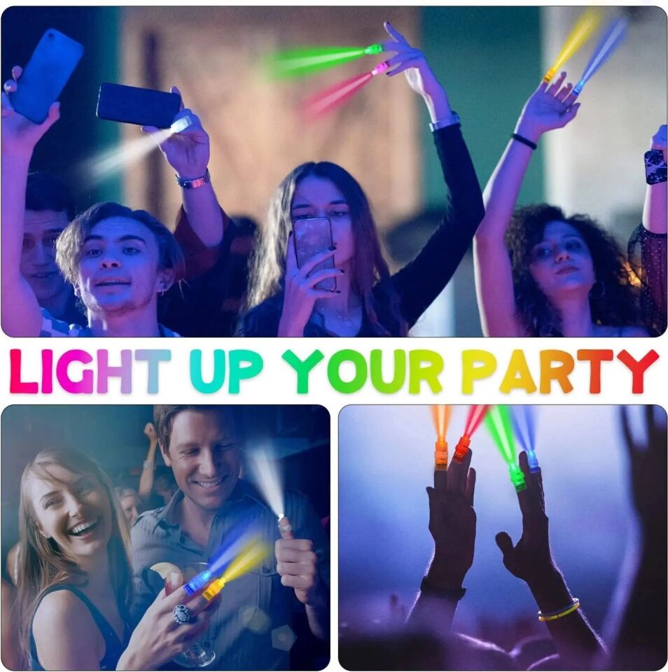 Mey İthalat® Led Işıklı Renkli Püsküllü Parmak Işığı 4 Renk 4 Adet