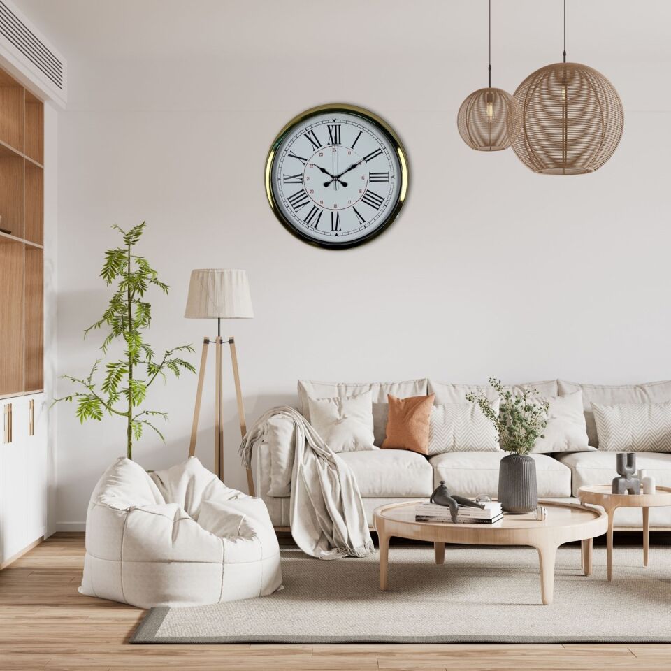 Gold 40 Cm Metal Roma Rakamlı Duvar Saati