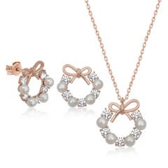 925 Ayar Gümüş İnci Kurdele Kadın Set T6463 (491491)