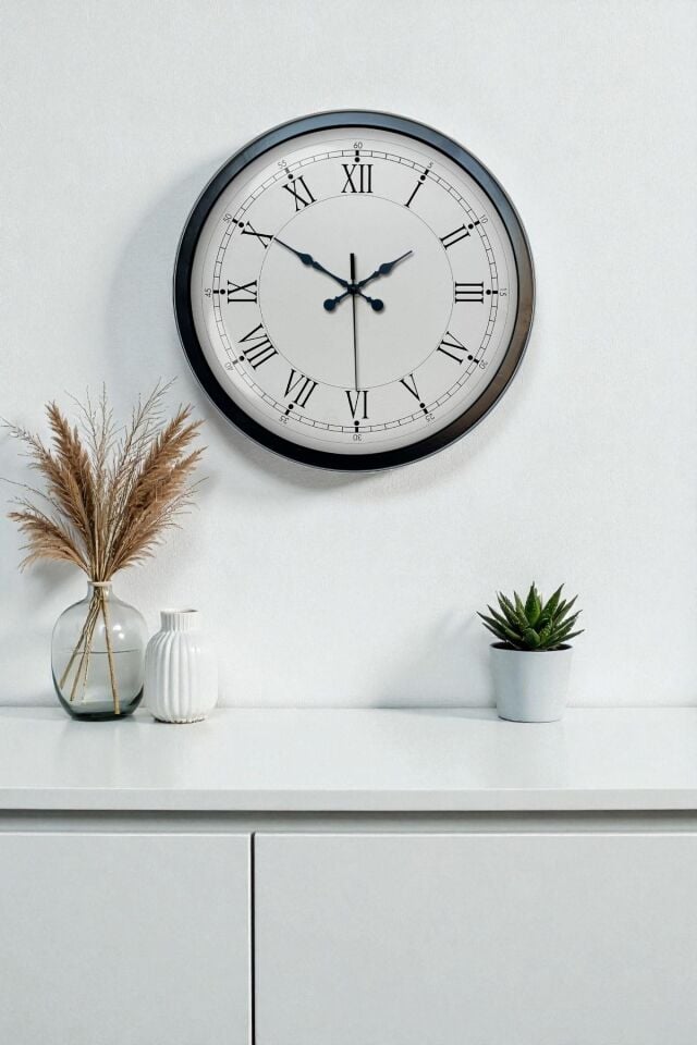 40 cm Siyah Metal Retro Duvar Saati