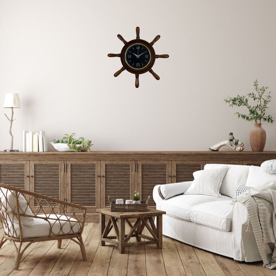 Vintage Kavelalı Eskitme Dümen Duvar Saati