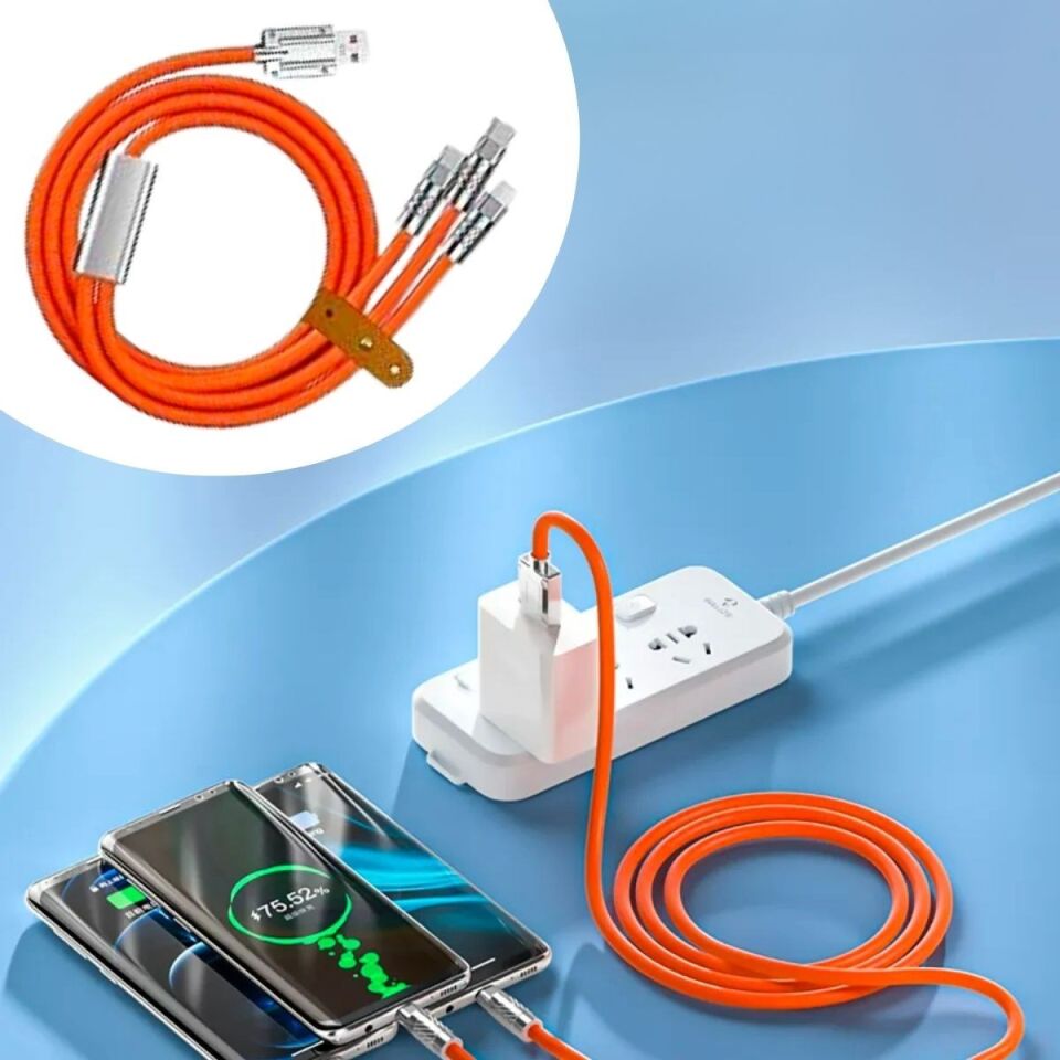 AD  3 Şarj Aleti 1 Arada Çinko Alaşım Hızlı Şarj Kablosu Turuncu