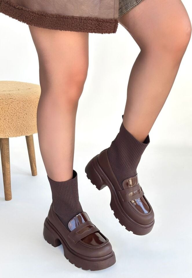 Wanye Kahverengi Cilt Cilt Streçli Bot