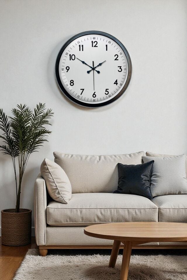 40 cm Siyah Metal Standart Duvar Saati