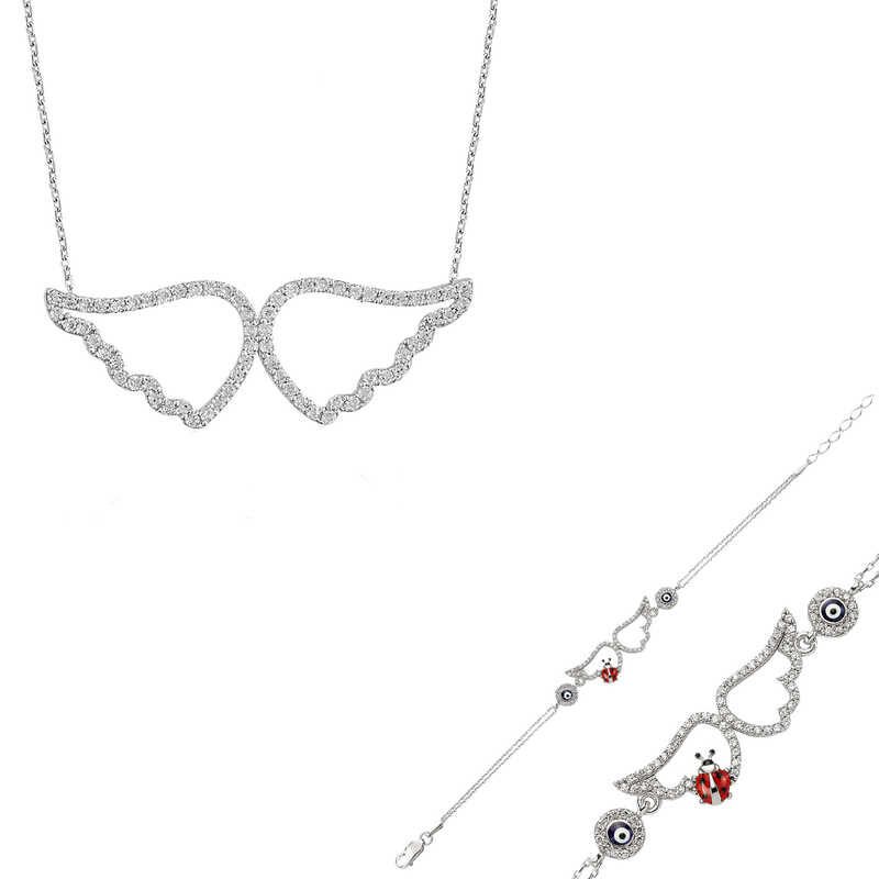 925 Ayar Gümüş Melek Kanadı Set ST2610056 (491491)