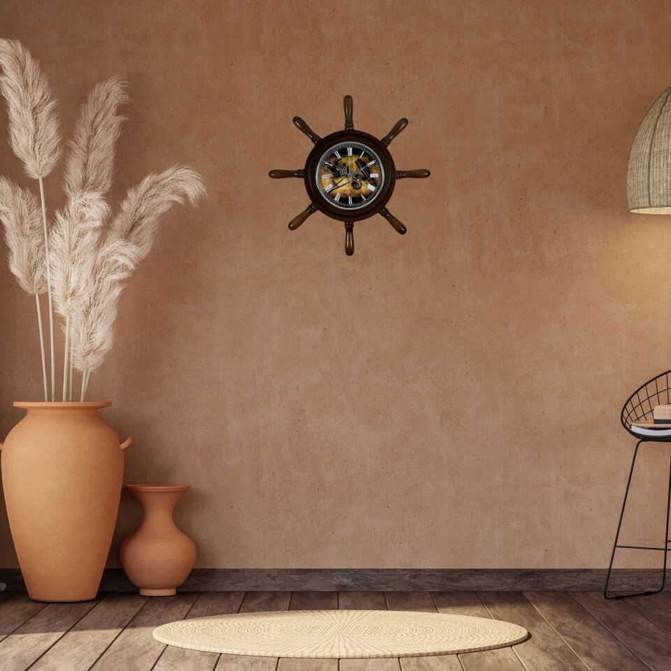 Navigator Marin Eskitme Kavelalı Dümen Duvar Saati