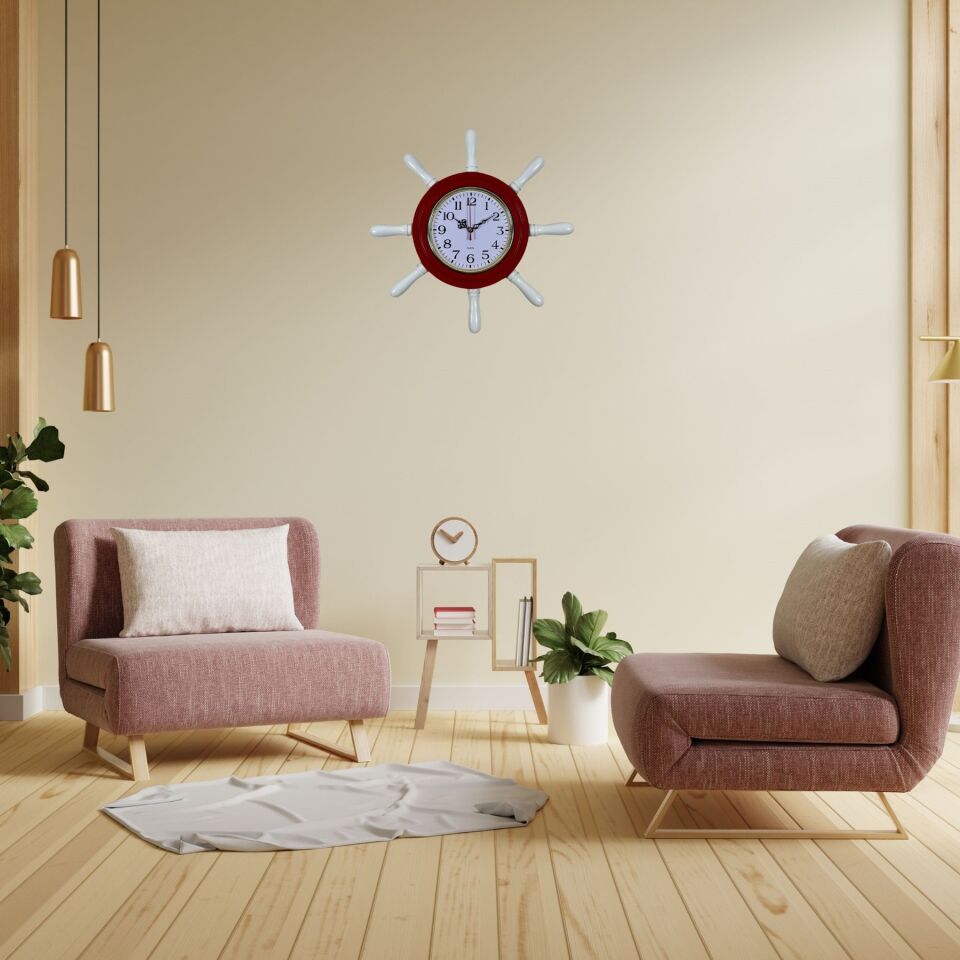 Kırmızı Kavelalı Dümen Duvar Saati