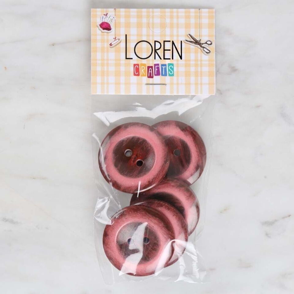 Loren Crafts 5'li Vişne Çürüğü Büyük Düğme - 1744