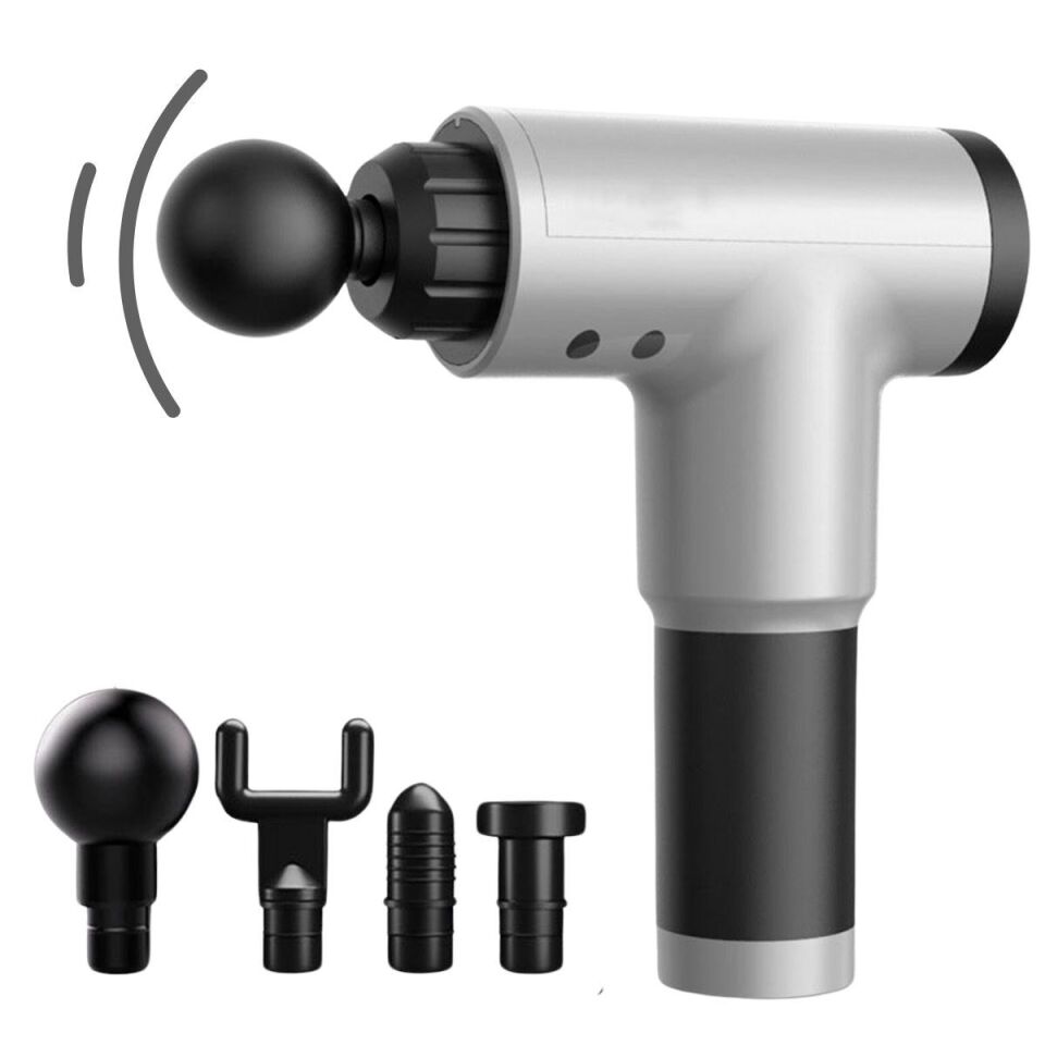 AD  6 Farklı Seviyeli Titreşimli 4 Farklı Başlıklı Büyük Boy Masaj Tabancası