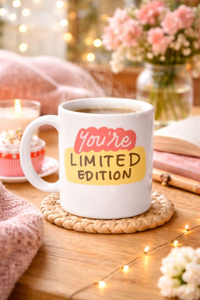 You’re Limited Edition ''SEN EŞSİZSİN'' Yazılı Porselen Kupa MODEL 152 – Motivasyon Temalı, Özel Tasarım Kahve & Çay Kupası