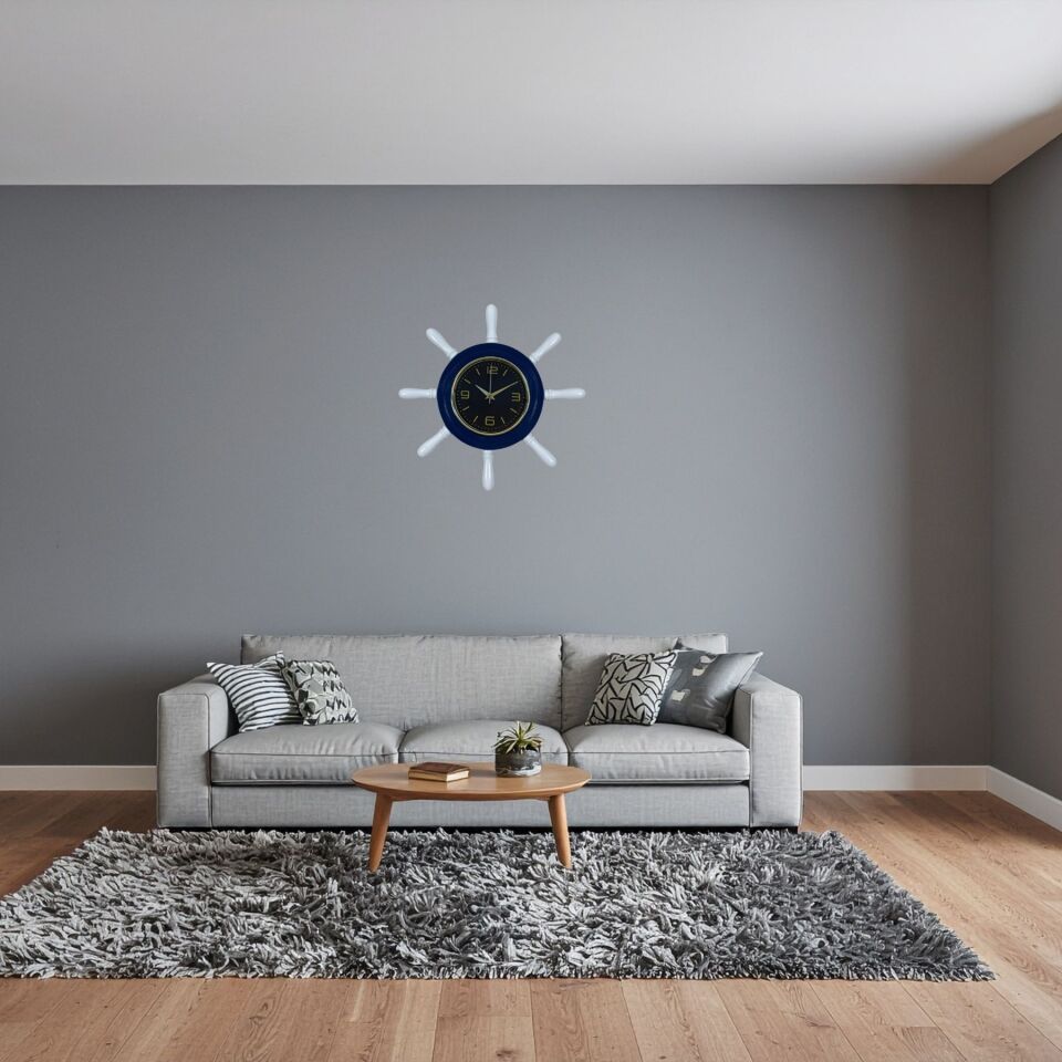 Marine Classic Lacivert Kavelalı Dümen Duvar Saati