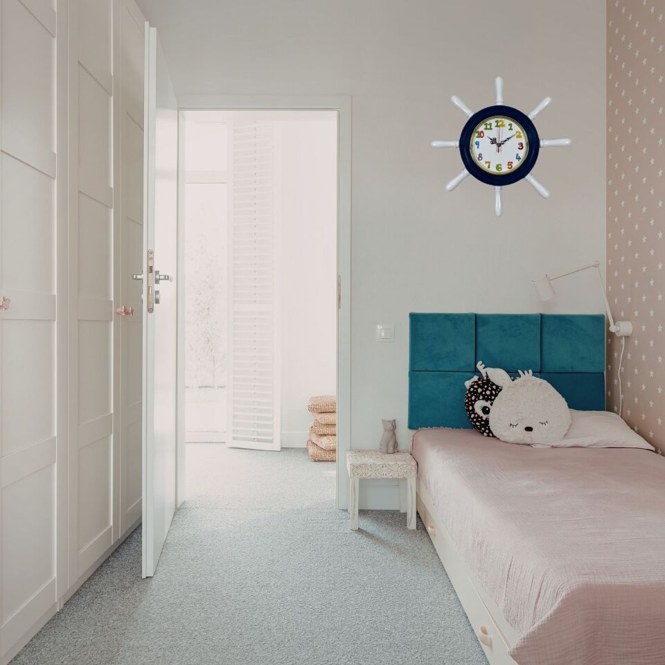 Lacivert Çocuk Odası Kavelalı Dümen Duvar Saati