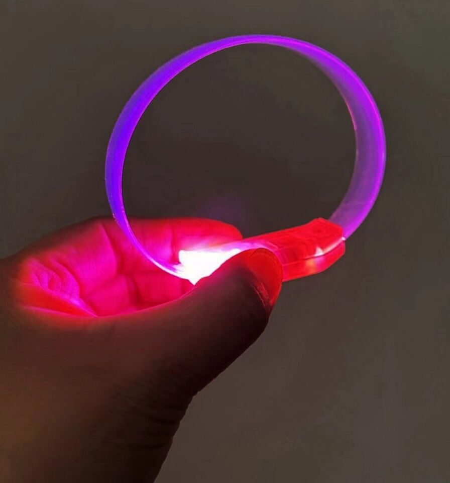 Mey İthalat® 3 Modlu Pilli LED Işıklı Esnek Parti Bilekliği Pembe