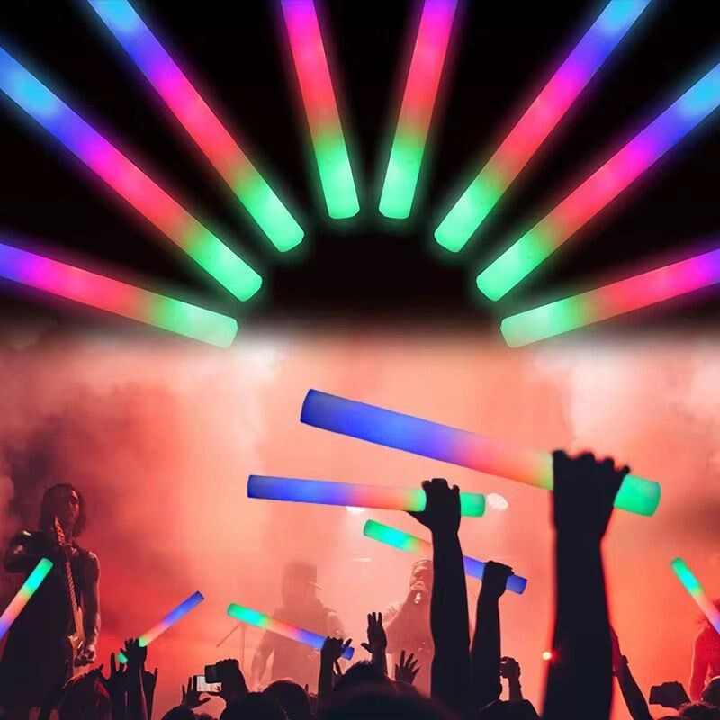 Mey İthalat® Led Işıklı ( 6 Adet ) 3 Modlu Kauçuk Işıklı Sünger Parti Çubuk Sopa - 46 cm