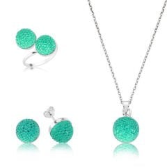 925 Ayar Gümüş Yeşil Kristal Taşlı Set ST1650001 (491491)