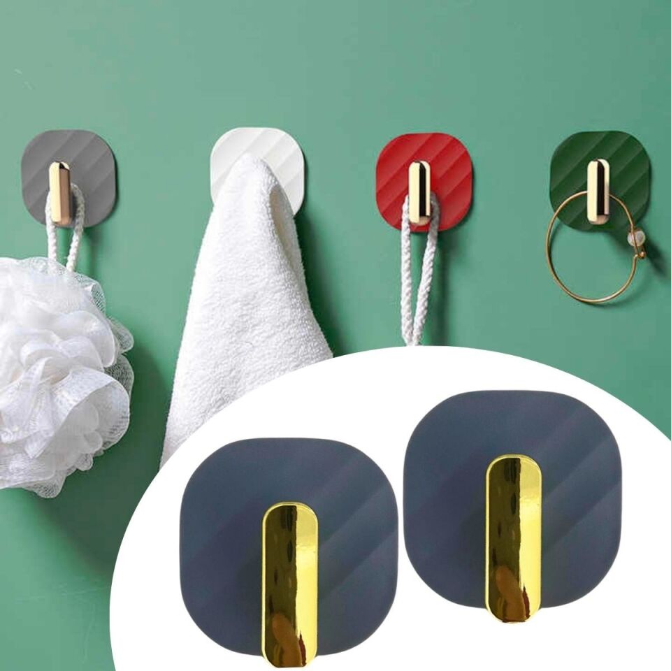 AD  2li Yapışkanlı Retro Askılık Dolap Kapak Kulpu Gri