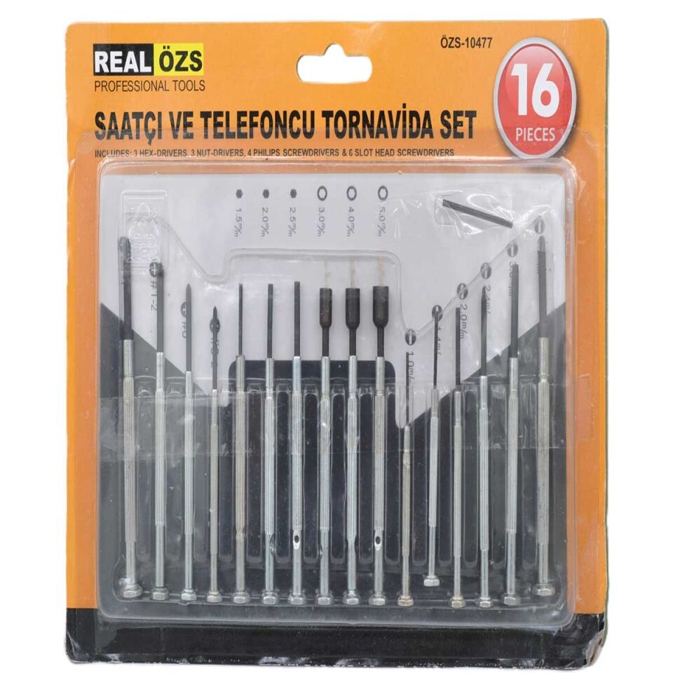 AD 16 Parça Hassas Tornavida Seti Saatçi ve Telefoncu Tornavidası
