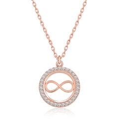 925 Ayar Gümüş Rose Minik Sonsuzluk Kadın Gümüş Kolye T5336 (491491)
