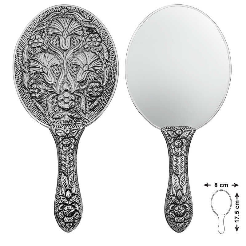 925 Ayar Gümüş Karanfil Motifli El Aynası T8632 (491491)