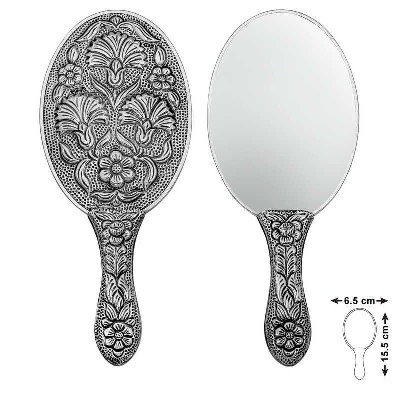 925 Ayar Gümüş Karanfil Motifli El Aynası T8634 (491491)