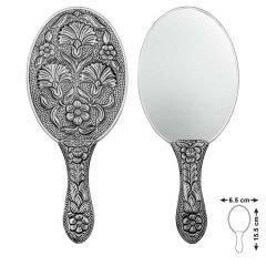 925 Ayar Gümüş Karanfil Motifli El Aynası T8634 (491491)