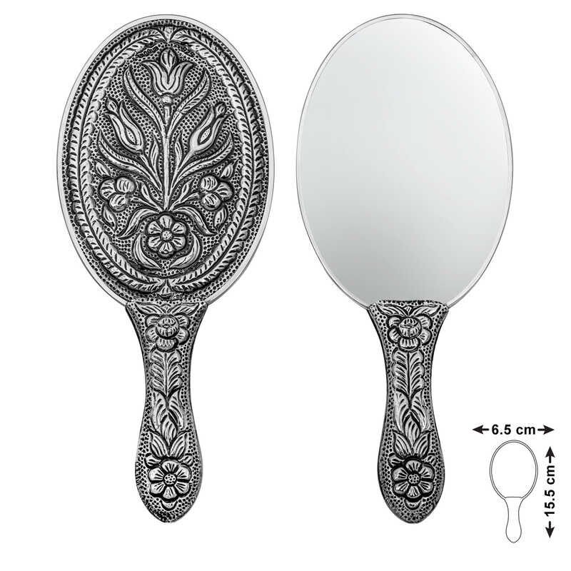 925 Ayar Gümüş Lale Motifli El Aynası T8636 (491491)