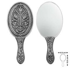 925 Ayar Gümüş Lale Motifli El Aynası T8636 (491491)