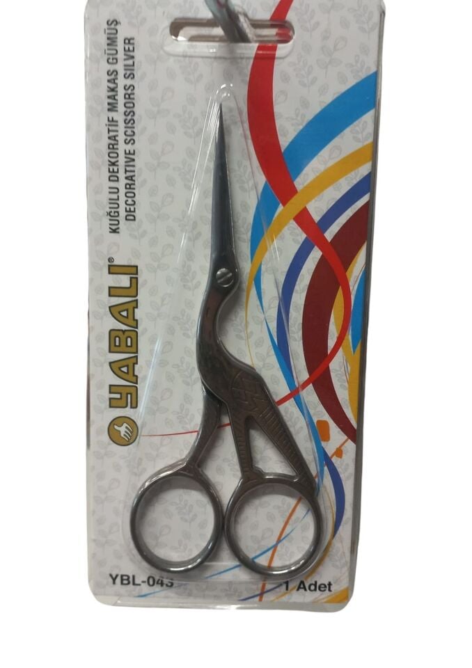 Nakış Makası Kuğulu Dekoratif Makas Gümüş YBL-043 Model 13