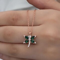 925 Ayar Gümüş Rose Yusufçuk Kadın Kolye T8290 (491491)