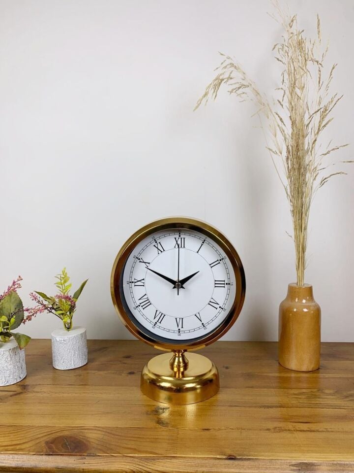 Gold Metal Retro Masa Saati 25×20 cm