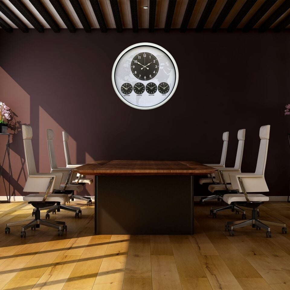 Beyaz 52 Cm Zarif Dünya Saati