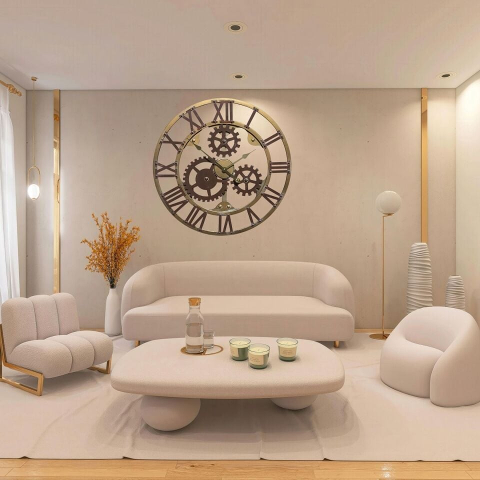 Roma Rakamlı Çarklı 68 Cm Duvar Saati