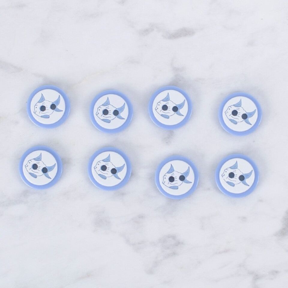 Loren Crafts 8 li Balık Mavi Düğme - 0574