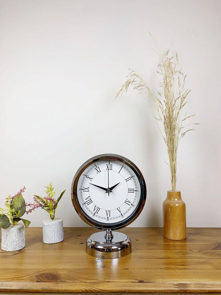 Krom Metal Retro Masa Saati 25×20 cm