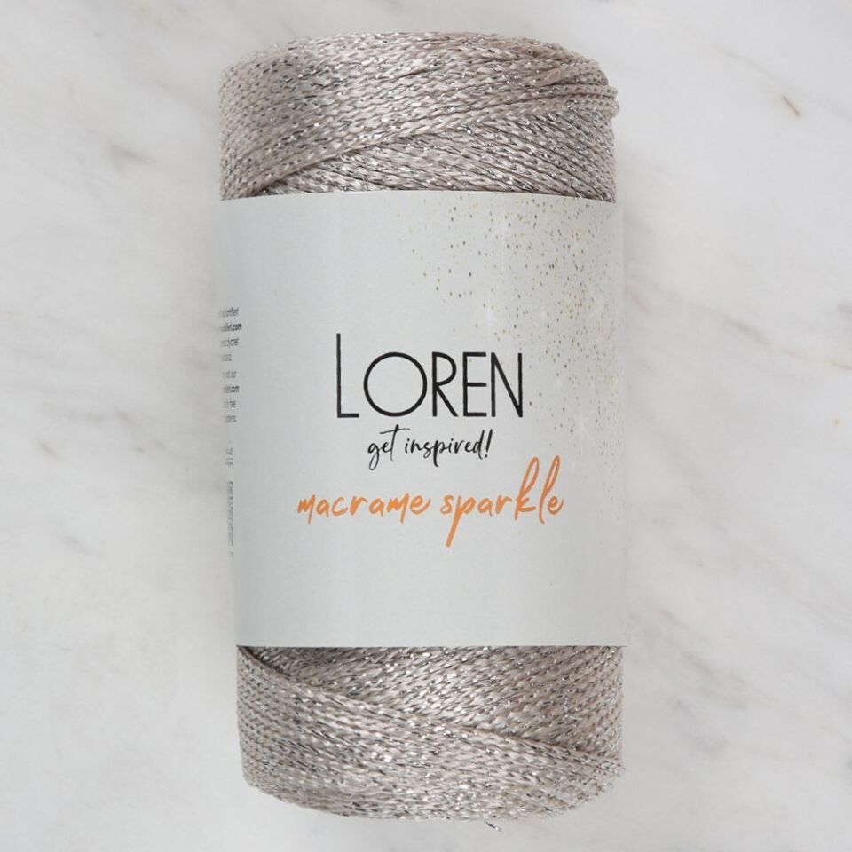 Loren Macrame Sparkle Simli Bej El Örgü İpi - RM 3