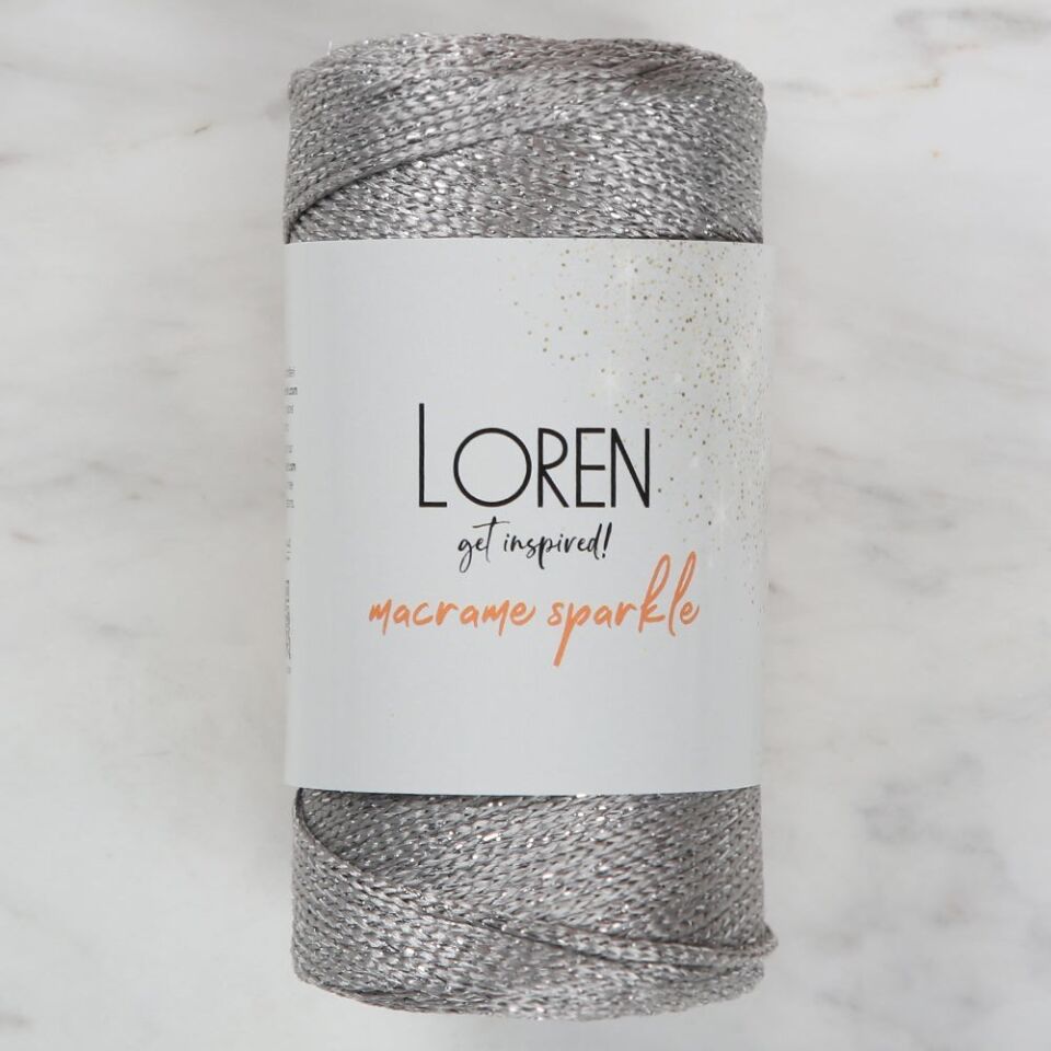 Loren Macrame Sparkle Simli Gri El Örgü İpi - RM 6